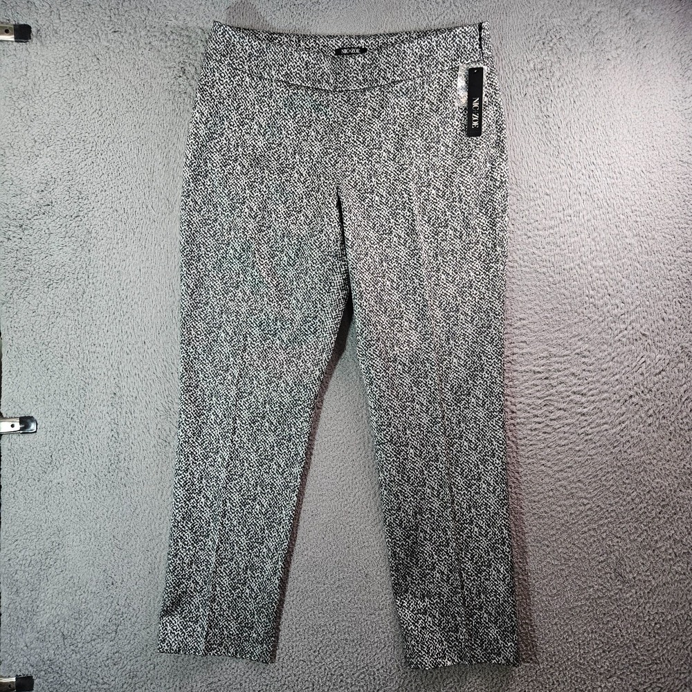 $128 NEW Nic + Zoe Pants Women Size 12 Side Zip Abstract Print Shiny Gray